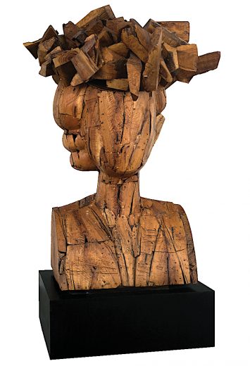 Manolo Valdés, Regina Con Sombrero, 1998, <br/>
Wood, 78.74 x 55.12 x 51.18 in. | 200 x 140 x 130 cm.<br/>
Bibliography: Exhibited in the Guggenheim Museum of Bilbao, Spain.<br/>
The piece has a certificate signed by the artist.