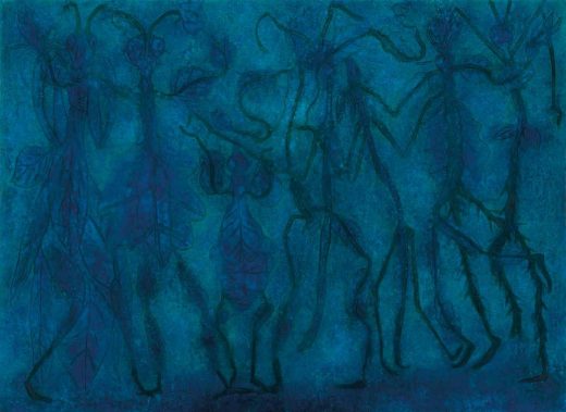 <strong>Sergio Hernandez</strong>, <em>CARIBE</em>
Óleo y arenas sobre lino,
Oil and sand on canvas
86.6 x 118.11 in (220 x 300 cm.),
2019