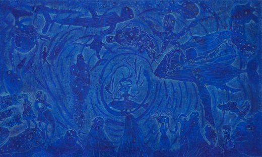 <strong>Sergio Hernandez</strong>, <em>Mar</em>,
Óleo y arenas sobre lino,
Oil and sand on canvas,
70.8 x 118.1 in.(180 x 300 cm.),
2018
