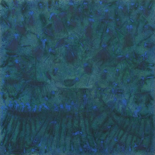 <strong>Sergio Hernandez</strong>, <em>LAERTIADE</em>,
Óleo y arenas sobre lino,
Oil and sand on canvas.
114 x 114 in. (290 x 290 cm.),
2018